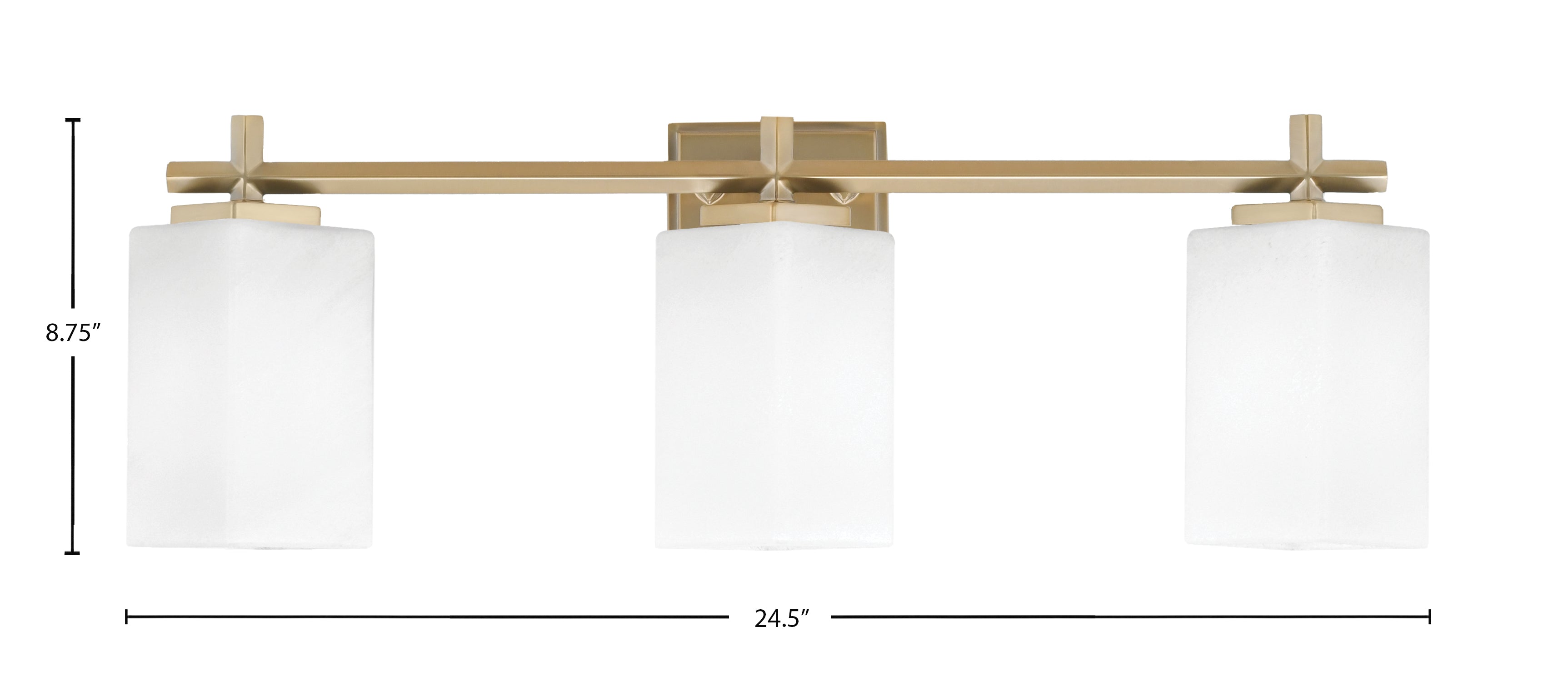 Franklin Three Light Bath Bar in New Age Brass with Square White Marble Shade