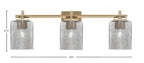 Franklin Three Light Bath Bar in New Age Brass with Square Smoke Bubble Shade