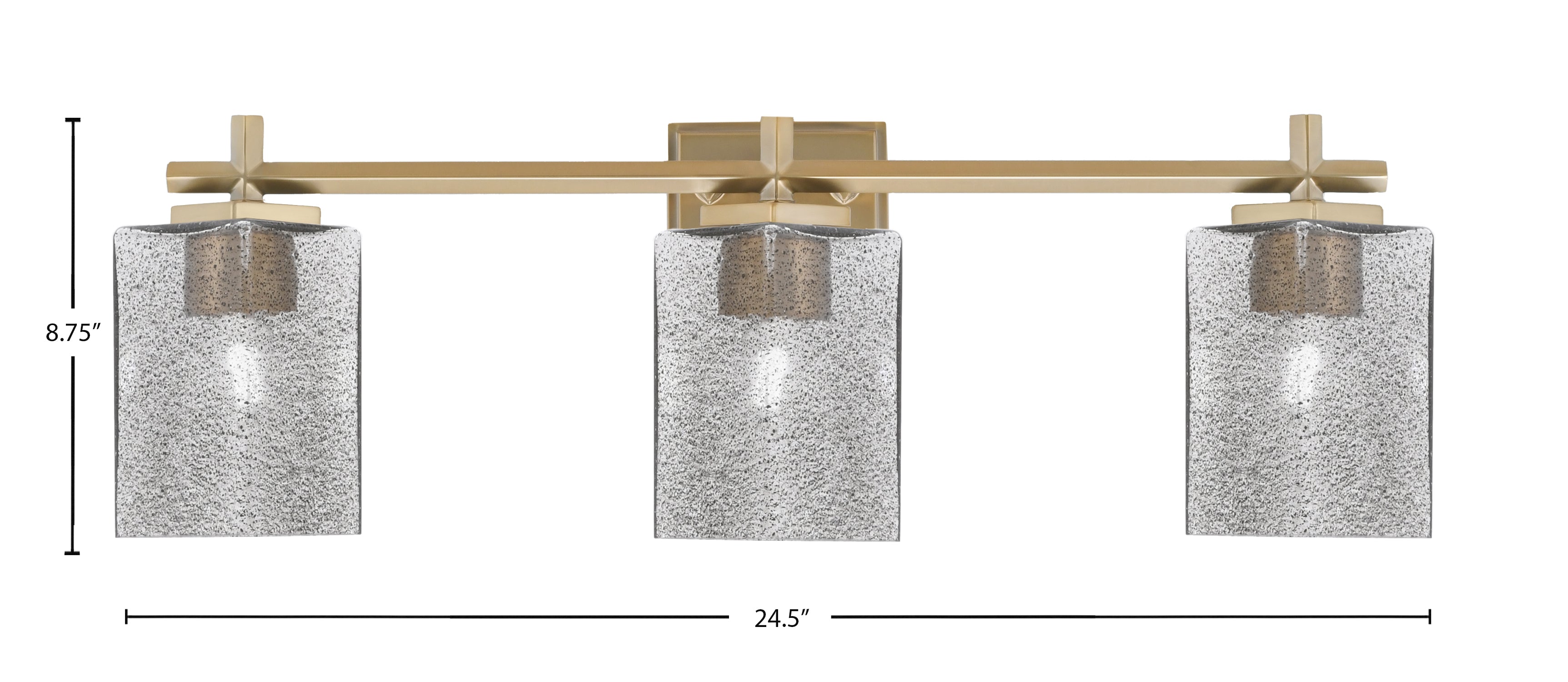 Franklin Three Light Bath Bar in New Age Brass with Square Smoke Bubble Shade