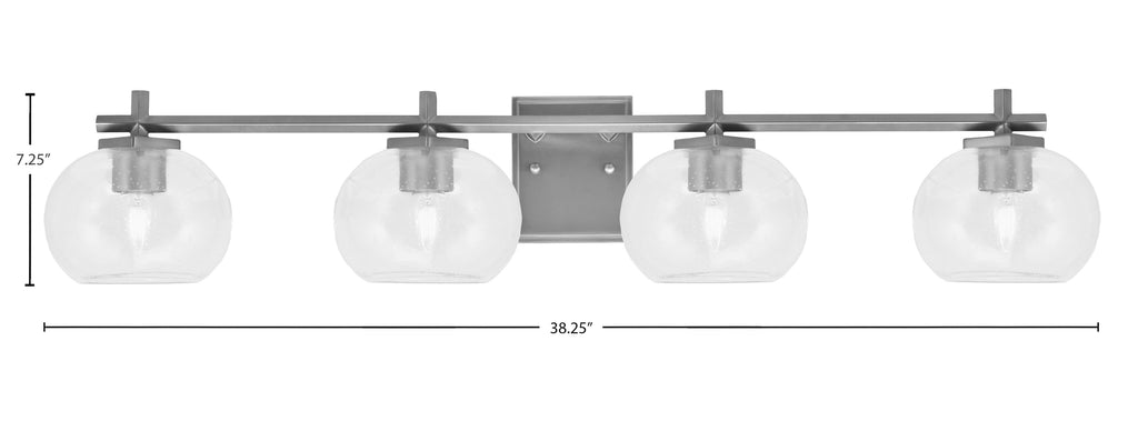 Franklin Four Light Bath Bar in Graphite with Clear Bubble Shade