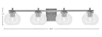 Franklin Four Light Bath Bar in Graphite with Clear Bubble Shade