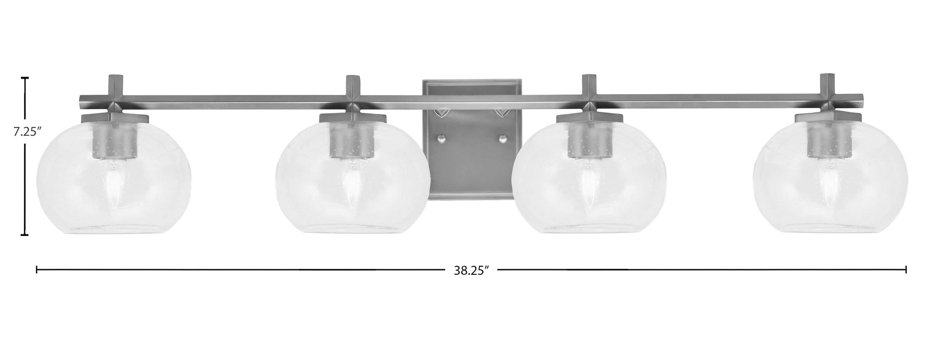 Franklin Four Light Bath Bar in Graphite with Clear Bubble Shade