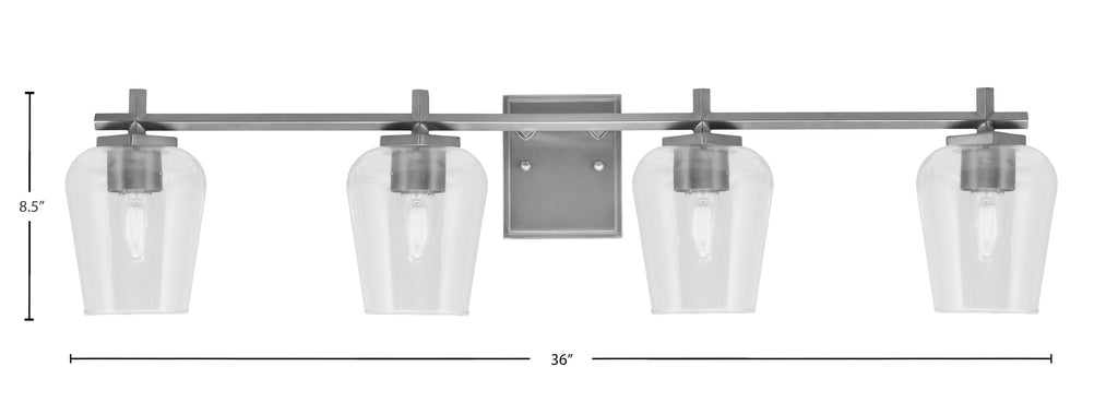 Franklin Four Light Bath Bar in Graphite with Clear Bubble Shade