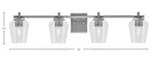 Franklin Four Light Bath Bar in Graphite with Clear Bubble Shade