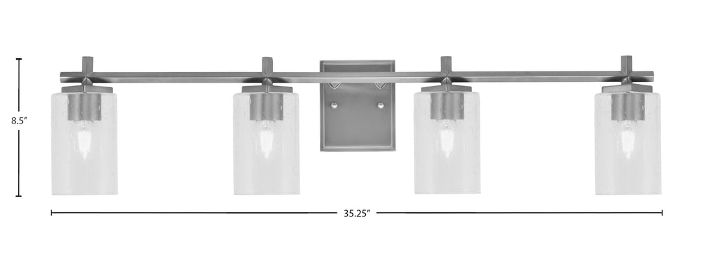 Franklin Four Light Bath Bar in Graphite with Clear Bubble Shade