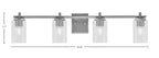 Franklin Four Light Bath Bar in Graphite with Clear Bubble Shade