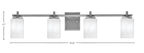 Franklin Four Light Bath Bar in Graphite with White Marble Shade