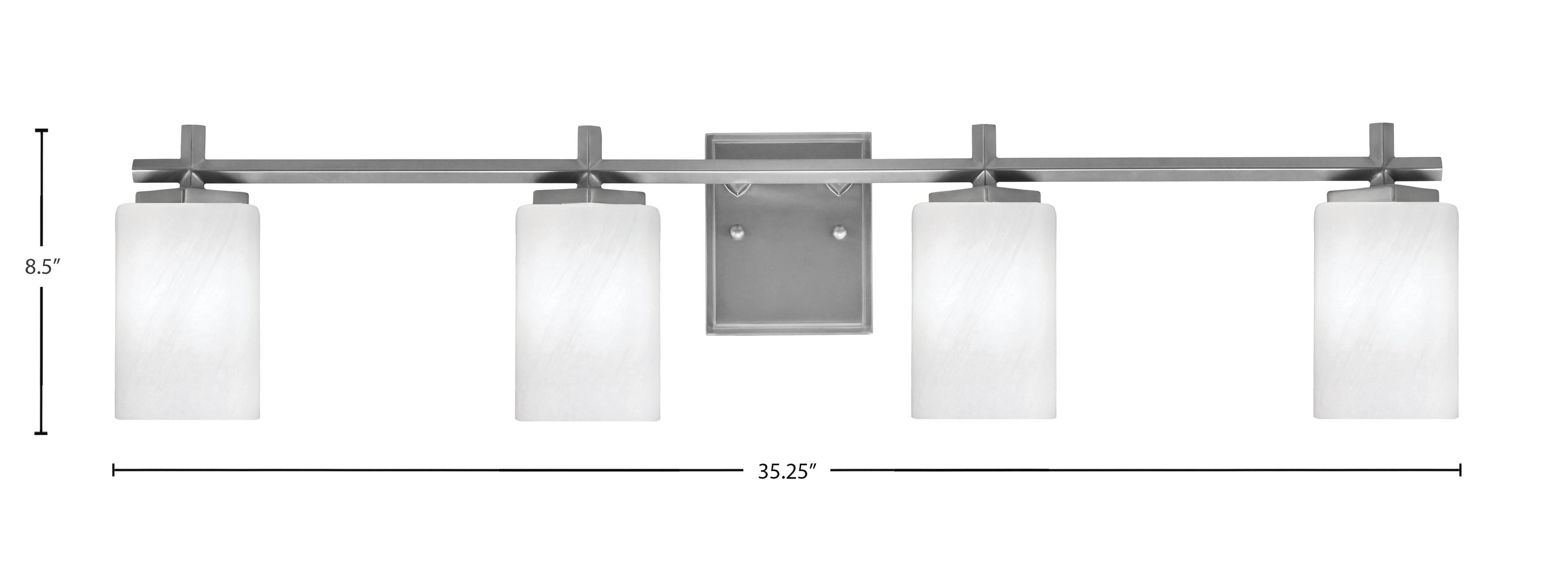 Franklin Four Light Bath Bar in Graphite with White Marble Shade