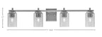 Franklin Four Light Bath Bar in Graphite with Smoke Bubble Shade