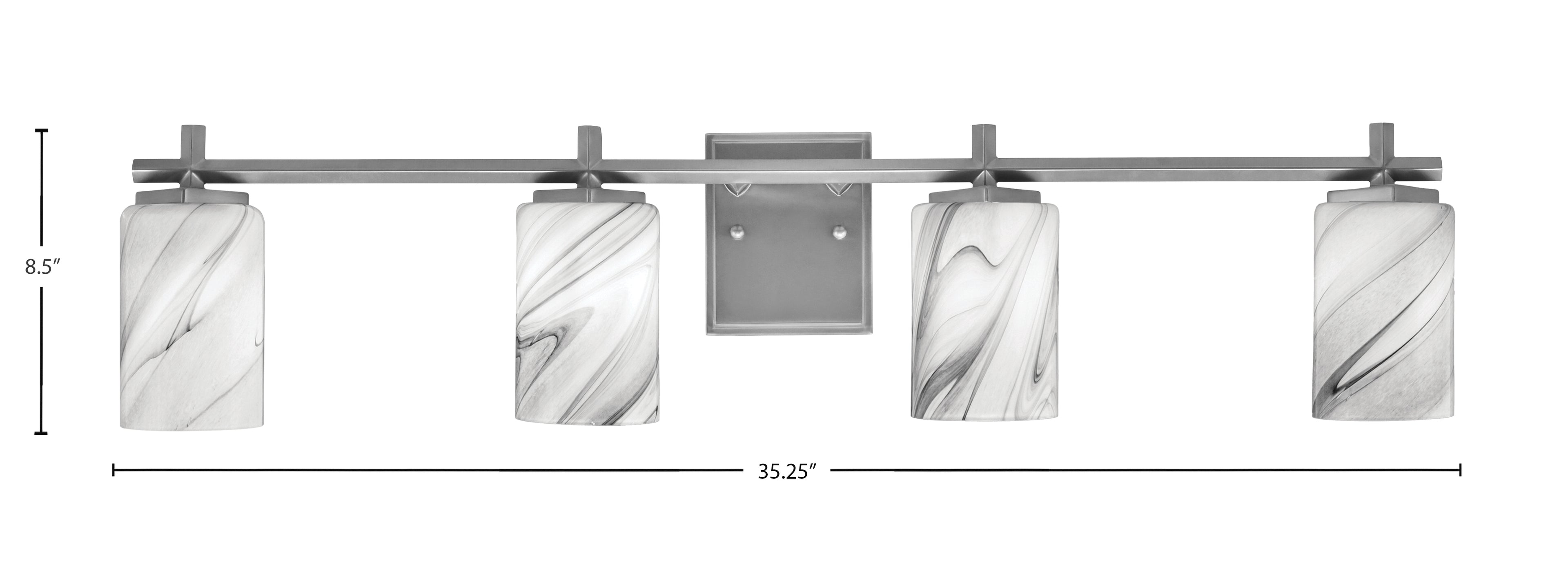 Franklin Four Light Bath Bar in Graphite with Onyx Swirl Shade