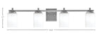 Franklin Four Light Bath Bar in Graphite with White Muslin Shade