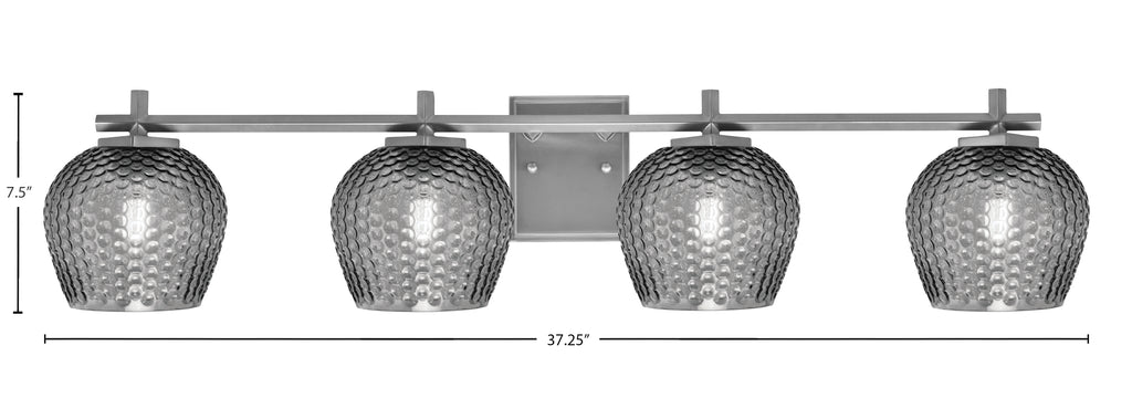 Franklin Four Light Bath Bar in Graphite with Smoke Textured Shade