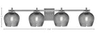 Franklin Four Light Bath Bar in Graphite with Smoke Textured Shade