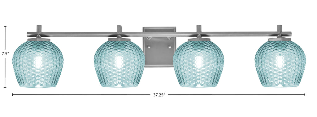 Franklin Four Light Bath Bar in Graphite with Turquoise Textured Shade