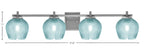 Franklin Four Light Bath Bar in Graphite with Turquoise Textured Shade