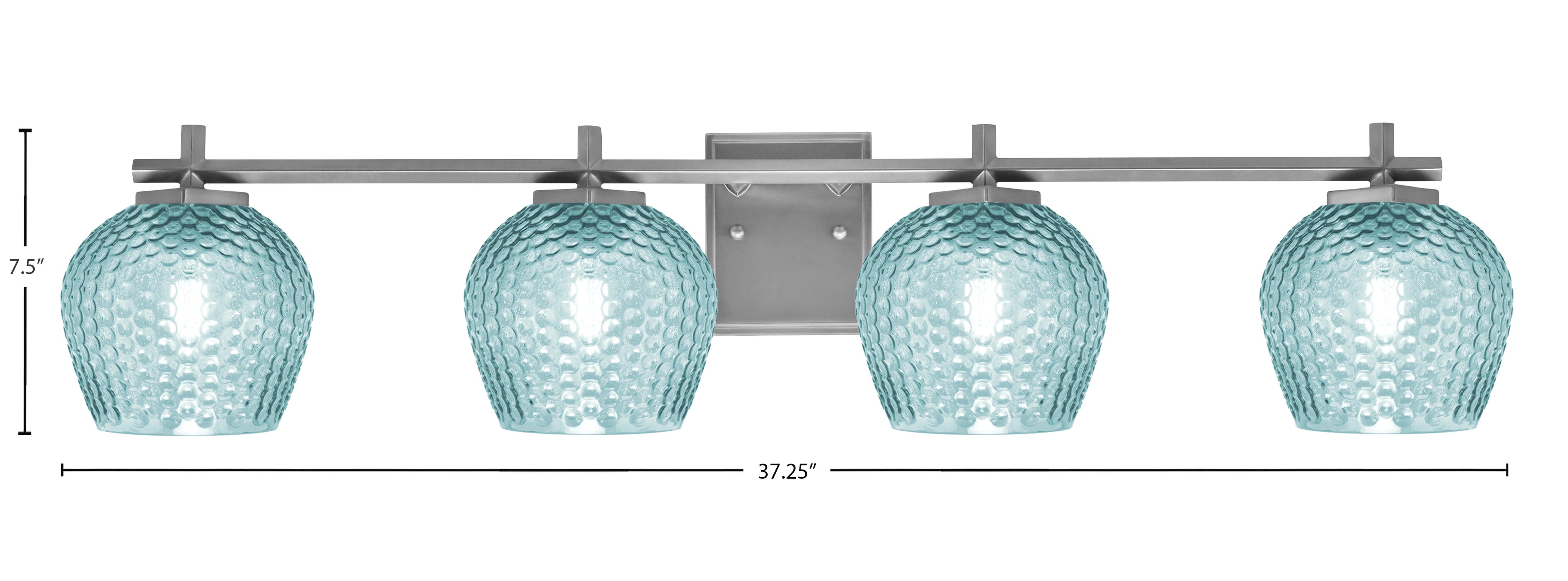 Franklin Four Light Bath Bar in Graphite with Turquoise Textured Shade