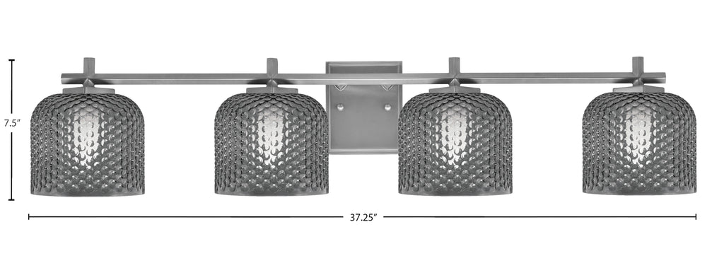 Franklin Four Light Bath Bar in Graphite with Smoke Textured Shade