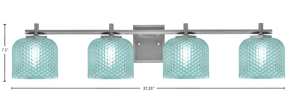 Franklin Four Light Bath Bar in Graphite with Turquoise Textured Shade