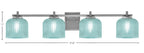 Franklin Four Light Bath Bar in Graphite with Turquoise Textured Shade