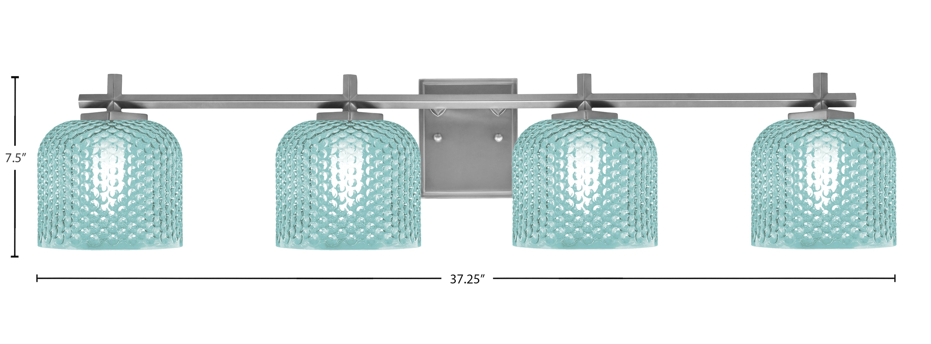 Franklin Four Light Bath Bar in Graphite with Turquoise Textured Shade