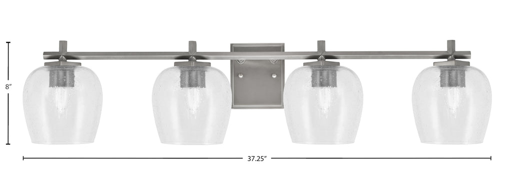 Franklin Four Light Bath Bar in Graphite with Clear Bubble Shade