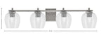 Franklin Four Light Bath Bar in Graphite with Clear Bubble Shade