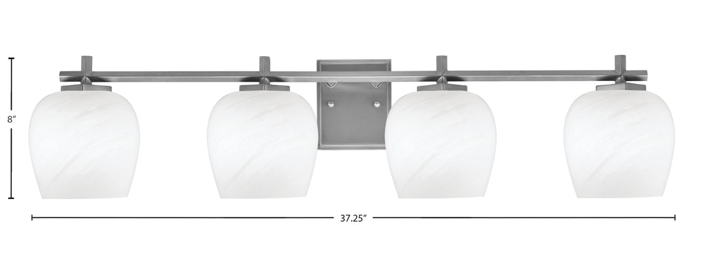 Franklin Four Light Bath Bar in Graphite with White Marble Shade
