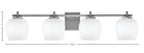 Franklin Four Light Bath Bar in Graphite with White Marble Shade