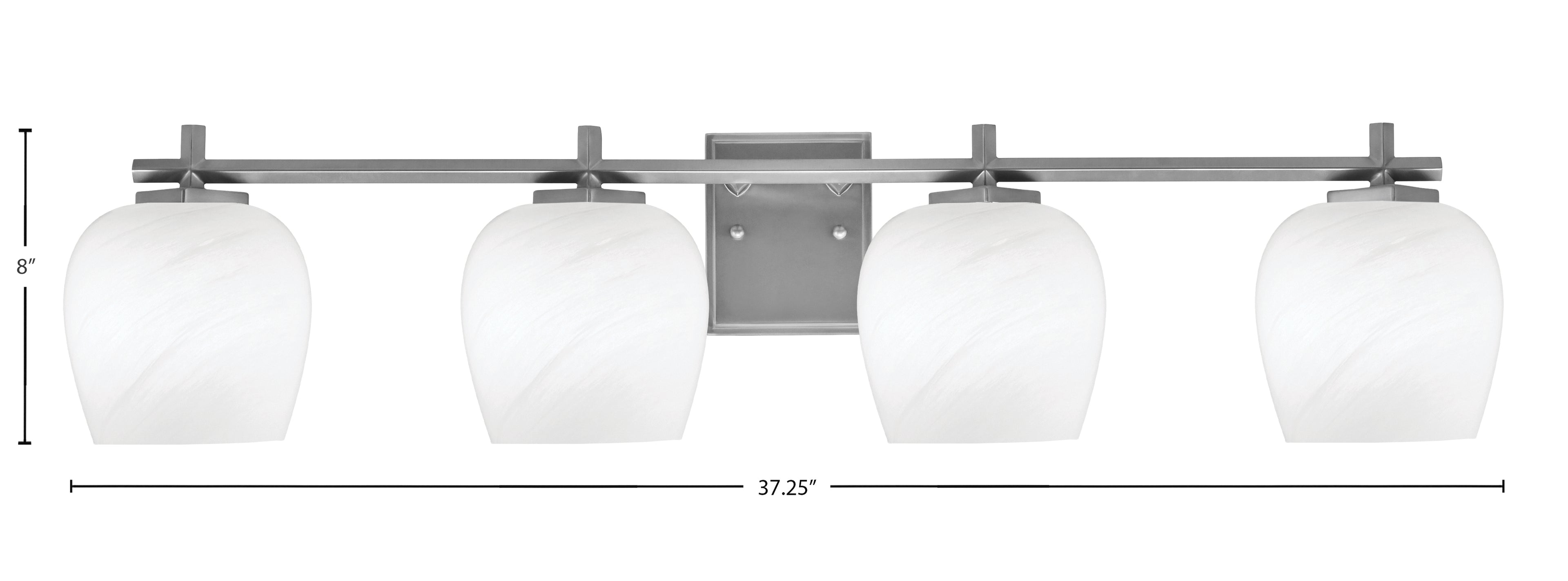 Franklin Four Light Bath Bar in Graphite with White Marble Shade