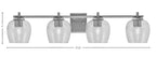 Franklin Four Light Bath Bar in Graphite with Smoke Bubble Shade