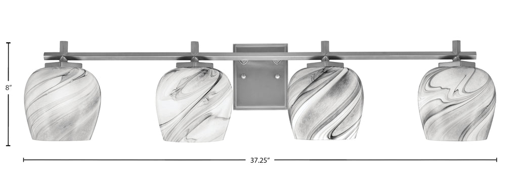 Franklin Four Light Bath Bar in Graphite with Onyx Swirl Shade