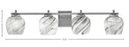 Franklin Four Light Bath Bar in Graphite with Onyx Swirl Shade