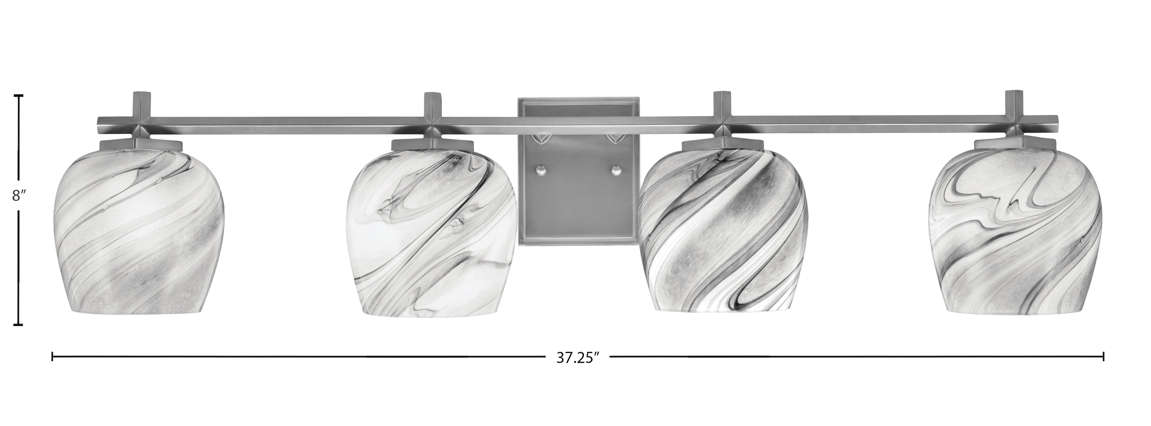 Franklin Four Light Bath Bar in Graphite with Onyx Swirl Shade