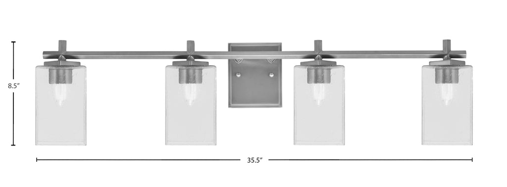 Franklin Four Light Bath Bar in Graphite with Clear Bubble Shade