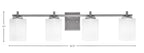 Franklin Four Light Bath Bar in Graphite with Square White Marble Shade