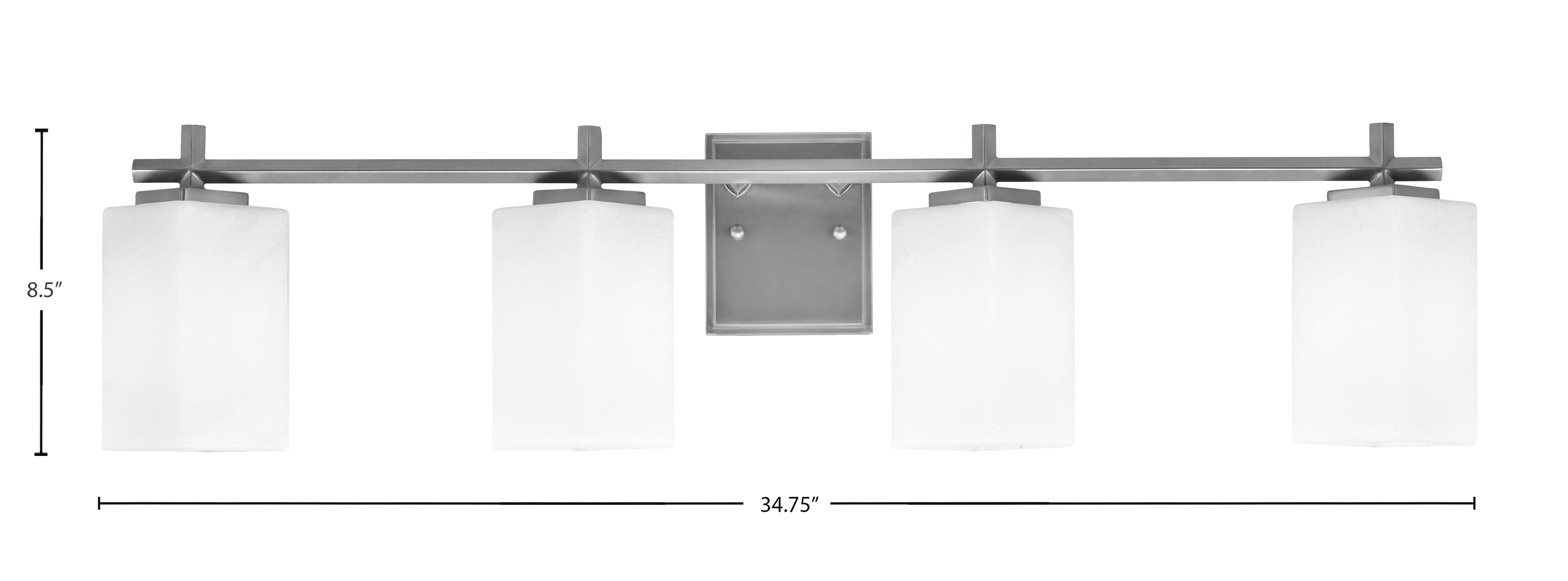 Franklin Four Light Bath Bar in Graphite with Square White Marble Shade