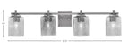 Franklin Four Light Bath Bar in Graphite with Square Smoke Bubble Shade