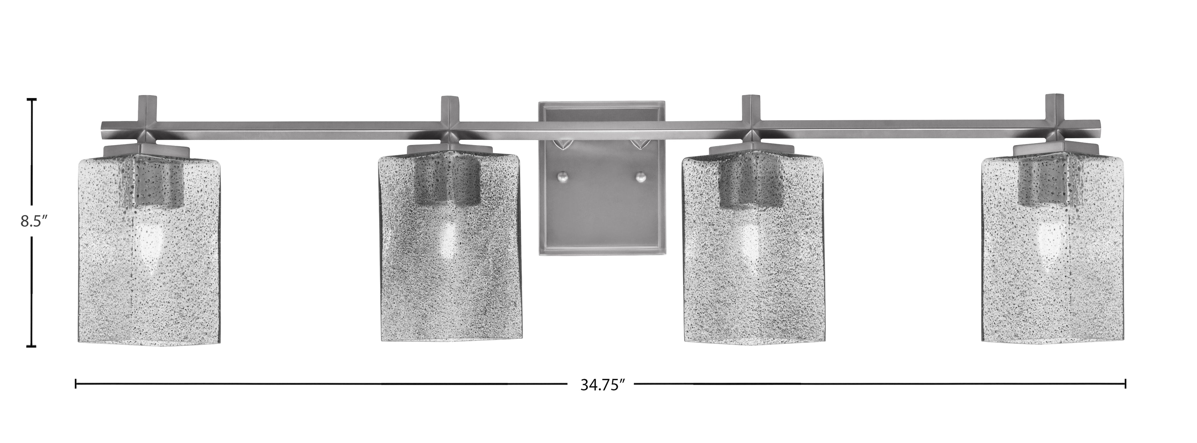 Franklin Four Light Bath Bar in Graphite with Square Smoke Bubble Shade