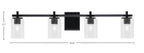 Franklin Four Light Bath Bar in Matte Black with Clear Bubble Shade
