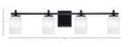 Franklin Four Light Bath Bar in Matte Black with White Marble Shade