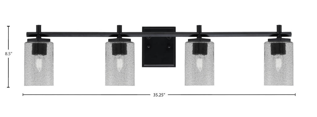Franklin Four Light Bath Bar in Matte Black with Smoke Bubble Shade