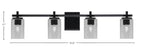 Franklin Four Light Bath Bar in Matte Black with Smoke Bubble Shade