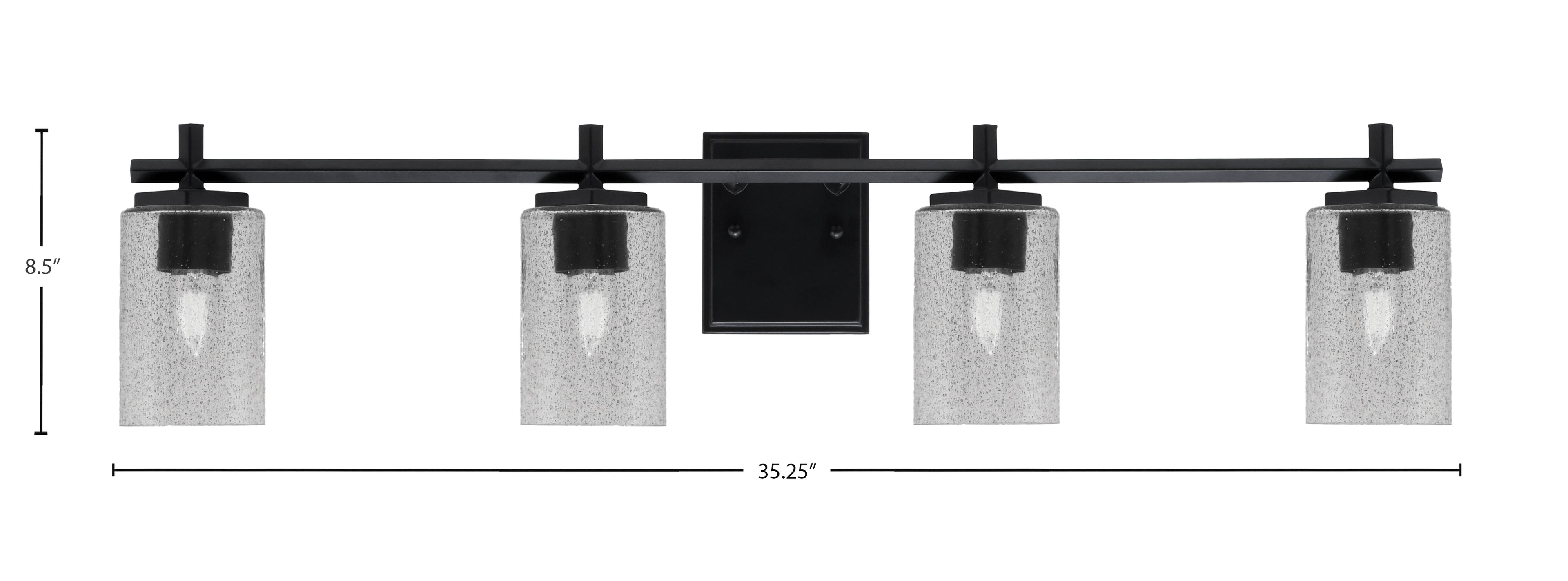 Franklin Four Light Bath Bar in Matte Black with Smoke Bubble Shade