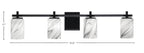 Franklin Four Light Bath Bar in Matte Black with Onyx Swirl Shade
