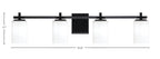 Franklin Four Light Bath Bar in Matte Black with White Muslin Shade