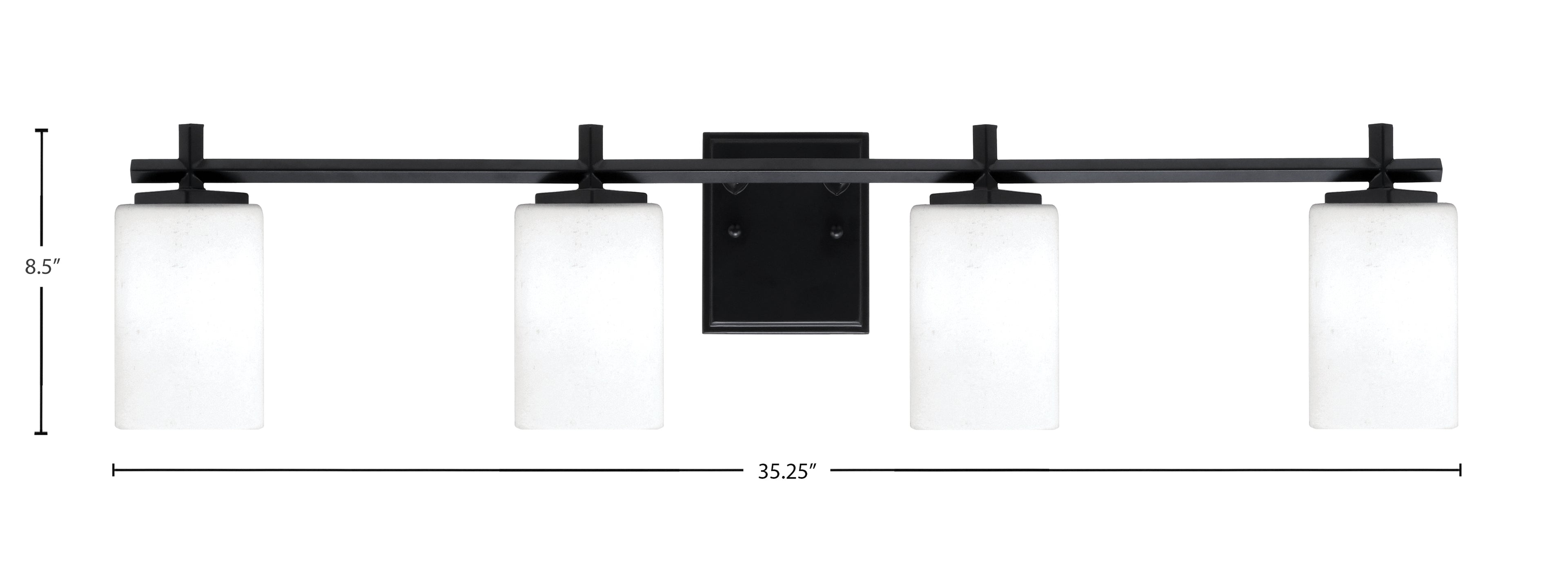 Franklin Four Light Bath Bar in Matte Black with White Muslin Shade