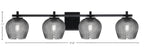 Franklin Four Light Bath Bar in Matte Black with Smoke Textured Shade