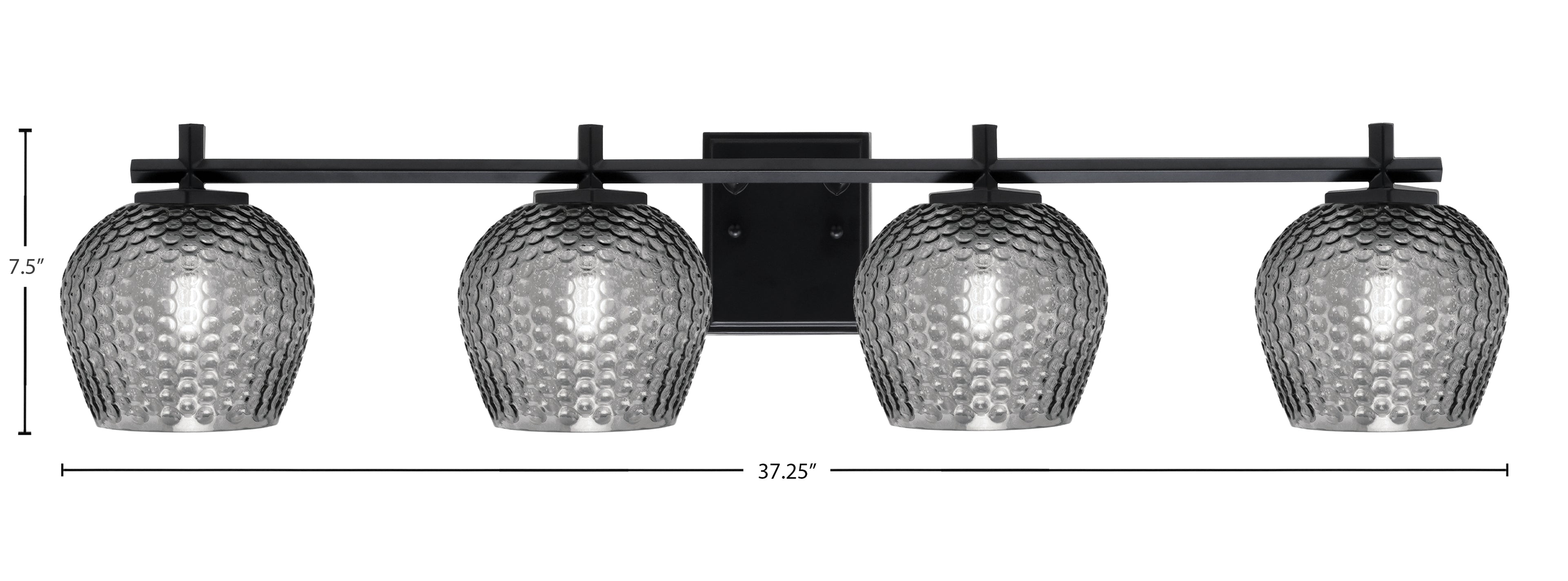 Franklin Four Light Bath Bar in Matte Black with Smoke Textured Shade