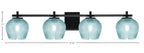 Franklin Four Light Bath Bar in Matte Black with Turquoise Textured Shade