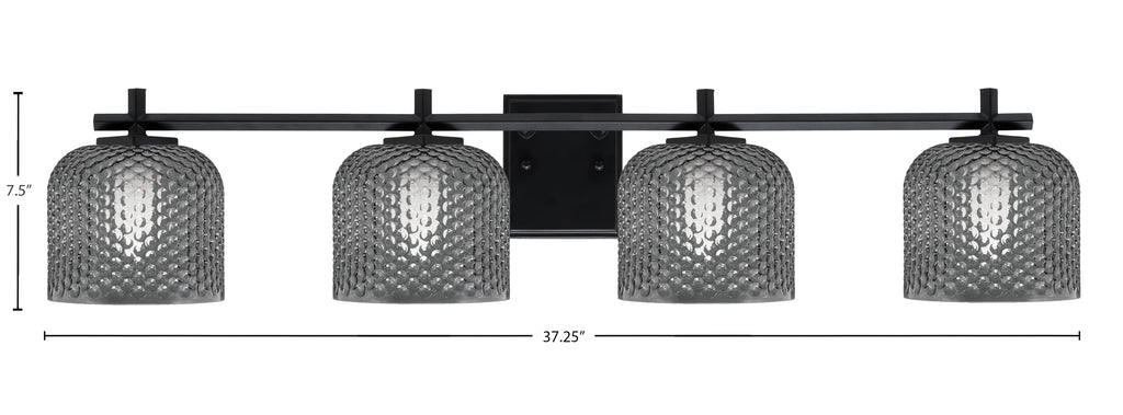 Franklin Four Light Bath Bar in Matte Black with Smoke Textured Shade